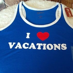 Arizona Jeans “I ❤ Vacations” Racer Back Tank Top!